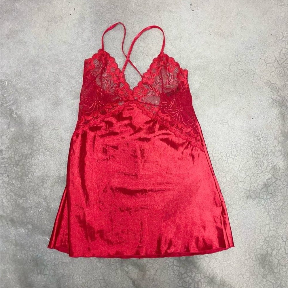 Sexy red lingerie slip dress